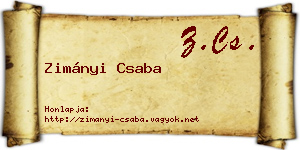 Zimányi Csaba névjegykártya